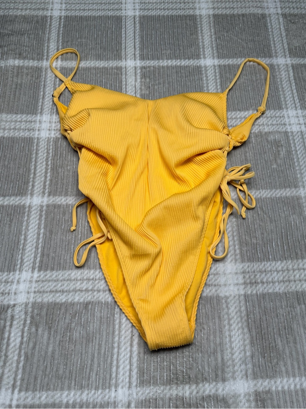 Hollister Yellow Ribbed One-Piece Swimsuit